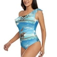 thumbnail image 2 of Easygdp Elephant Giraffe Women's One Shoulder Ruffle Monokini Bathing Suits with Removable Chest Pad, Quick Drying - XX-Large, 2 of 8