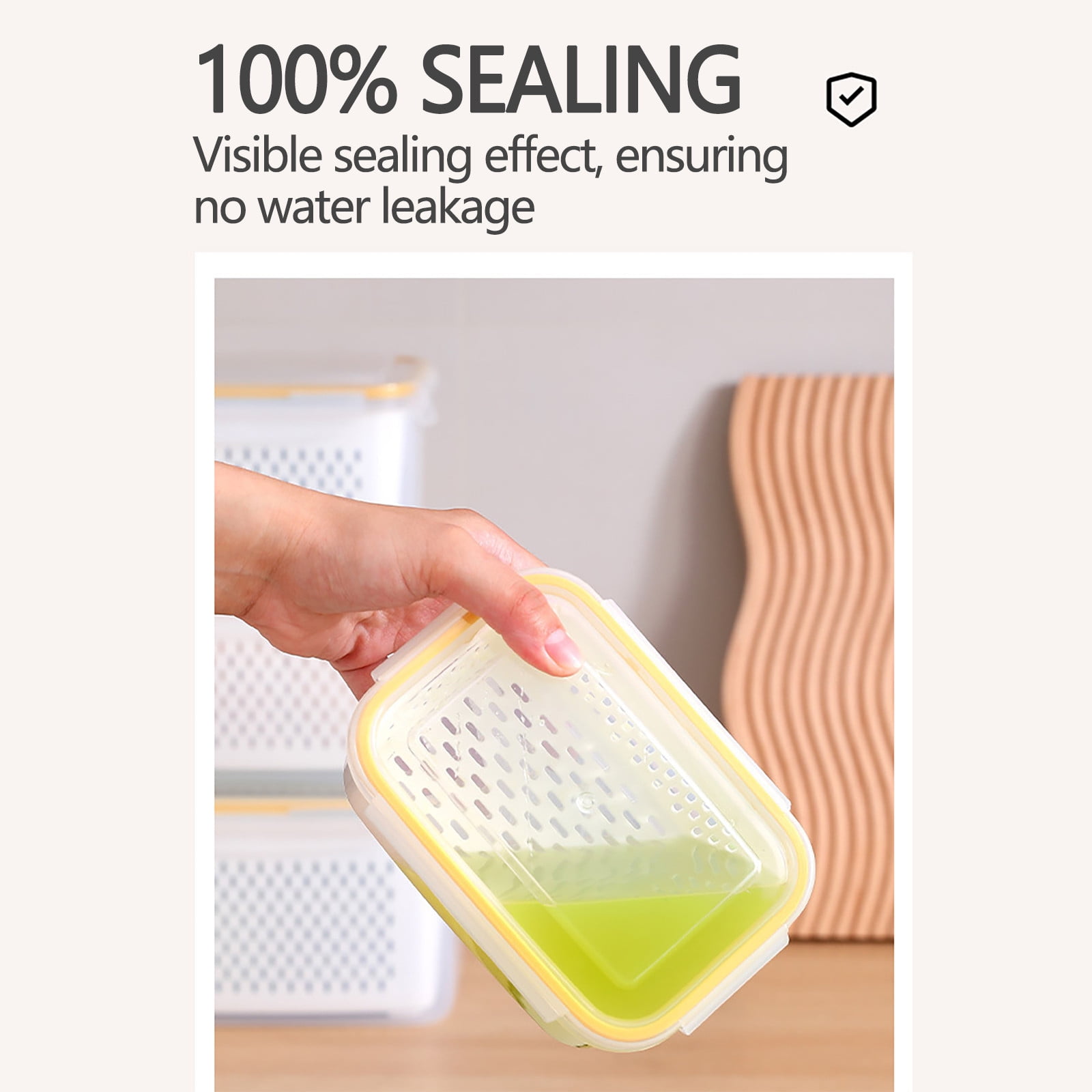 Qholemyo Leakproof Airtight Food Storage Containers With Lids Removable Colander Fruit Produce Containers For Fridge Keep Fruits Vegetables Meat Fresh Longer Reusable