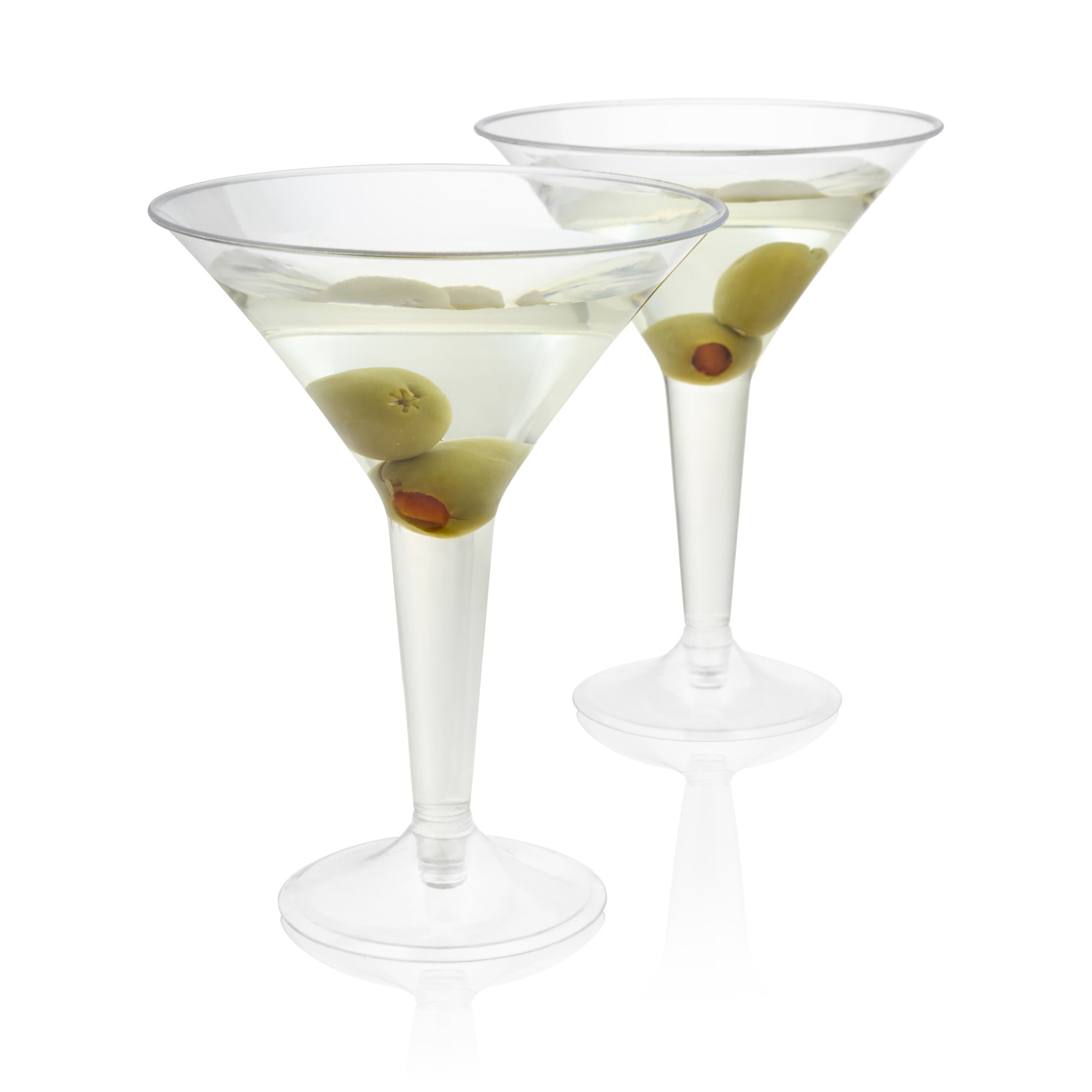 2 Martini Glasses 6 Tall Clear Glass with Fancy Frosted 4 Stems 8 oz  capacity