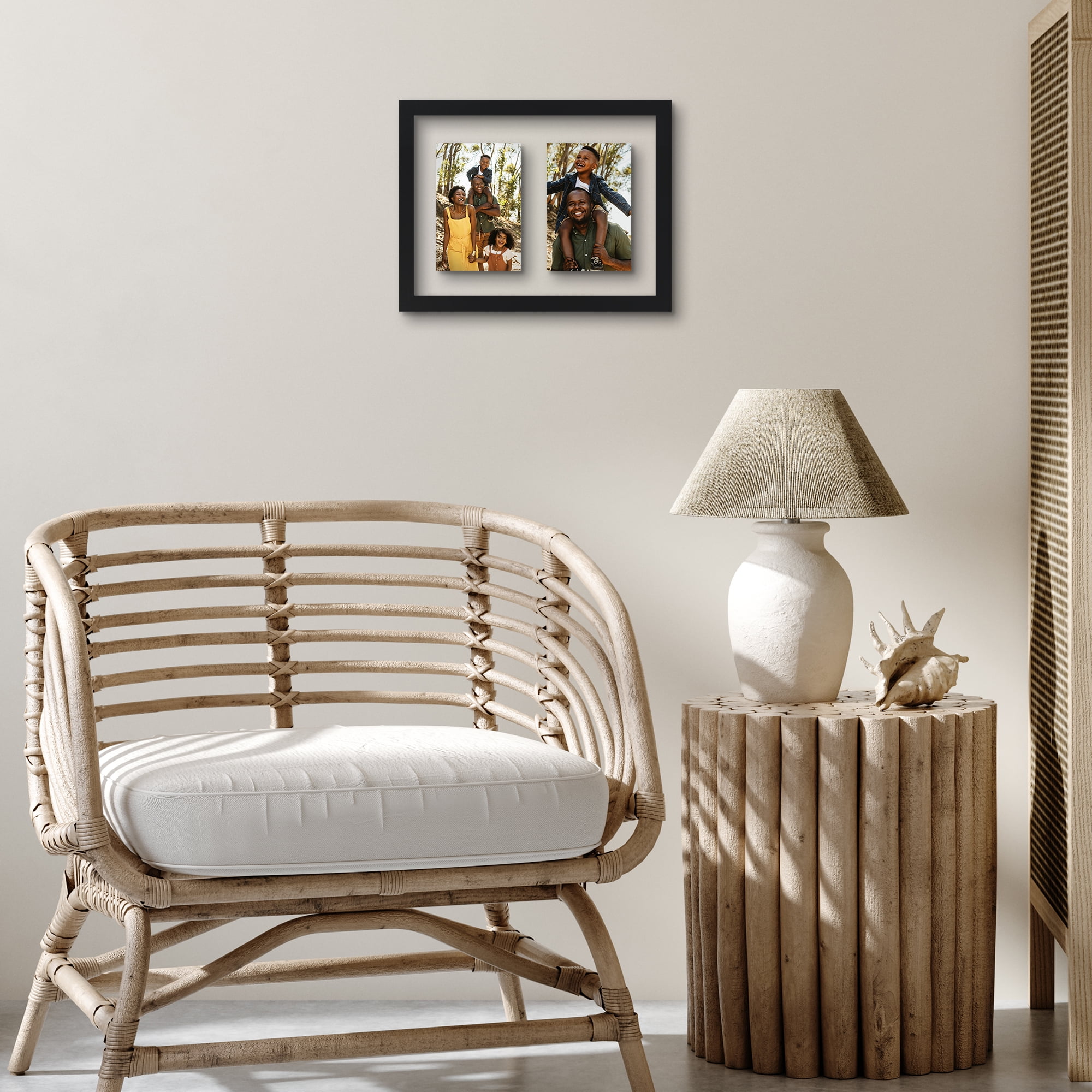Americanflat 4x6 Double Picture Frame with Shatter-Resistant Glass Fits 2 use as One 9x12 Poster Frame - Black