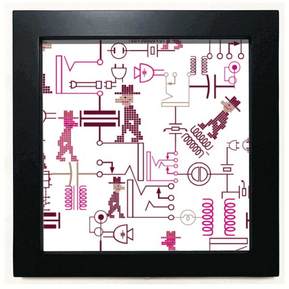 Circuit Diagram Socket Plug Pattern Black Square Frame Picture Wall