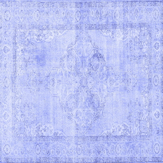 Ahgly Company Machine Washable Indoor Square Persian Blue Traditional Area Rugs, 5' Square