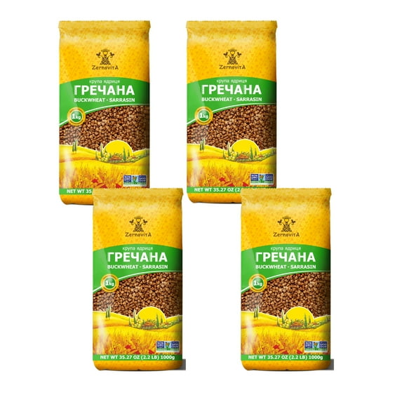 Zernovita Buckwheat Groats 4 Pack, 2.2 lb Each, Instant, Vegan, No Artificial Flavors