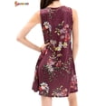 thumbnail image 3 of Spencer Women's Summer Damask Print T-Shirt Dress Sleeveless Casual Loose Tank Sundress with Pockets （S, Red）, 3 of 9