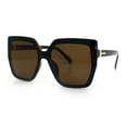 thumbnail image 5 of Womens Oversize Square Minimal Chic Mod Inset Lens Sunglasses Tortoise - Brown, 5 of 9