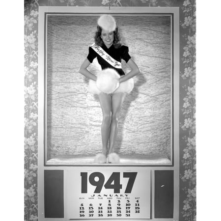 Photo Holding Ball - Carol Forman in Sash Holding a Furry Ball Photo Print