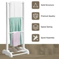 thumbnail image 6 of Gymax 3-Bar Acacia Wood Towel Rack Freestanding Bathroom w/ Bottom Storage Shelf White, 6 of 9