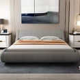 Allewie Full Size Platform Bed Frame with Curved Adjustable Headboard
