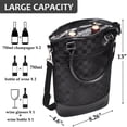 thumbnail image 2 of Tirrinia Wine Bag Portable Gift Tote,PU Leather Leakproof Insulated Wine Bottle Carrying Cooler Carrier with Fixed Compartment for Travel,Picnic,Party,Great Gift for Wine Lover,Checkered Black, 2 of 7