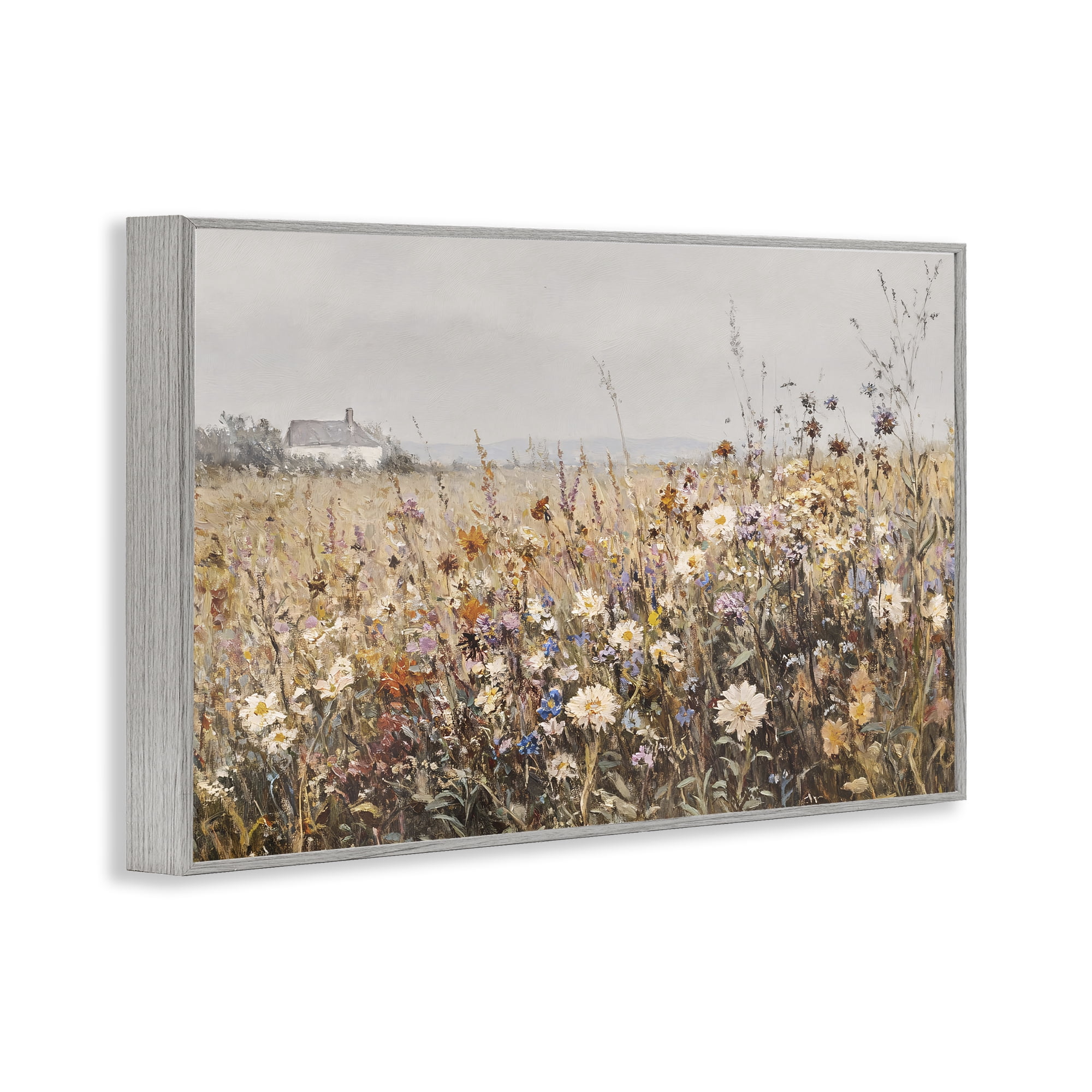 Stupell Industries Quaint Cottage Meadow Gray Framed Giclee Art, design by Jacky Ngan