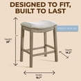 thumbnail image 4 of ROME + OAK Parker Backless Kitchen Counter Stool, Oak with Grey Upholstery, Set of 3, 4 of 13