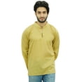 thumbnail image 1 of Atasi Kurta Court à Col Officier pour Homme Beige en Coton Tunique Décontractée Chemise-Xxx-Grand, 1 of 7