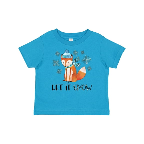 Inktastic Let it Snow Cute Orange Fox in Hat and Scarf Boys or Girls Baby T-Shirt