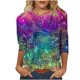 thumbnail image 2 of ICHUANYI Clearance Women's Fashion Printed T-shirt Mid-length 3/4 Sleeves Blouse Round Neck Casual Tops(Multicolor, L) ICHUANYI WER2023081206021, 2 of 5