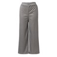 thumbnail image 4 of Unir Womens Plaid Pant Suit 2 Piece Outfits, Notched Collar Cropped Blazer & Relaxed Wide Leg Pants Wrinkle Resistant Polyester Casual Business Sets Coffee Grey S-XXXL True To Size, 4 of 7