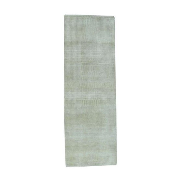 1800 Get A Rug sh36064 2 ft. 5 in. x 8 ft. Nepali Hand Knotted Wool & Silk Tone-on-Tone Design Runner, Beige
