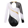 thumbnail image 2 of YONGHS Girls Ballet Dance Leotards Gymnastics Bodysuit Long Sleeve Patchwork Skating Jumpsuit White 6, 2 of 7