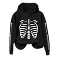 thumbnail image 2 of Skeleton Halloween Hoodies for Women 2025 Long Sleeve Funny Skeleton Graphic Hoodie Sweatshirt Pullover Tops, 2 of 4