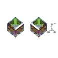 thumbnail image 2 of AeraVida Amazing Crystal Rainbow Colors Prism Cube Sterling Silver Unisex Stud Earrings, 2 of 4