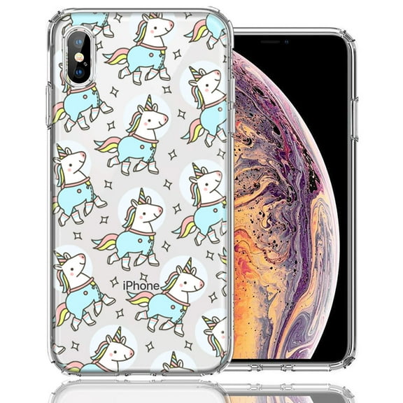 MUNDAZE For Apple iPhone XS Max Space Unicorns Design Double Layer Phone Case Cover