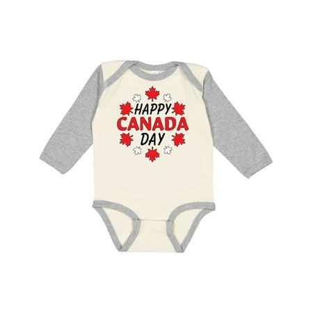 

Inktastic Happy Canada Day- maple leaf circle Gift Baby Boy or Baby Girl Long Sleeve Bodysuit