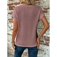 thumbnail image 3 of QINCAO Womens Tops Waffle Knit Twist Front Rolled-Up Sleeves Casual Loose Shirts S-XXL, 3 of 4