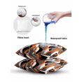 thumbnail image 5 of Waterproof Outdoor Throw Pillows with Inserts 16"x16" Set of 2, Abstract Stripes Soft Decorative Pillowcases for Couch Bedroom, Retro Modern Orange Black Gray Lines Pillow Covers for Sofa Living Room, 5 of 8