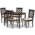 thumbnail image 2 of Baxton Studio Ramiro Modern and Contemporary Sand Fabric Upholstered and Dark Brown Finished Wood 5-Piece Dining Set, 2 of 9