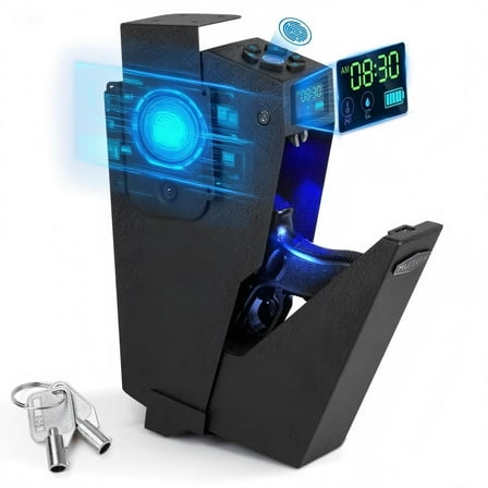 Biometric Finger Recognition Lock, Mutak Fast auto-Open Handgun Box, Quick-Access Pistol Safe Wall Mounting for Nightstand, Bedside, and Desk Table