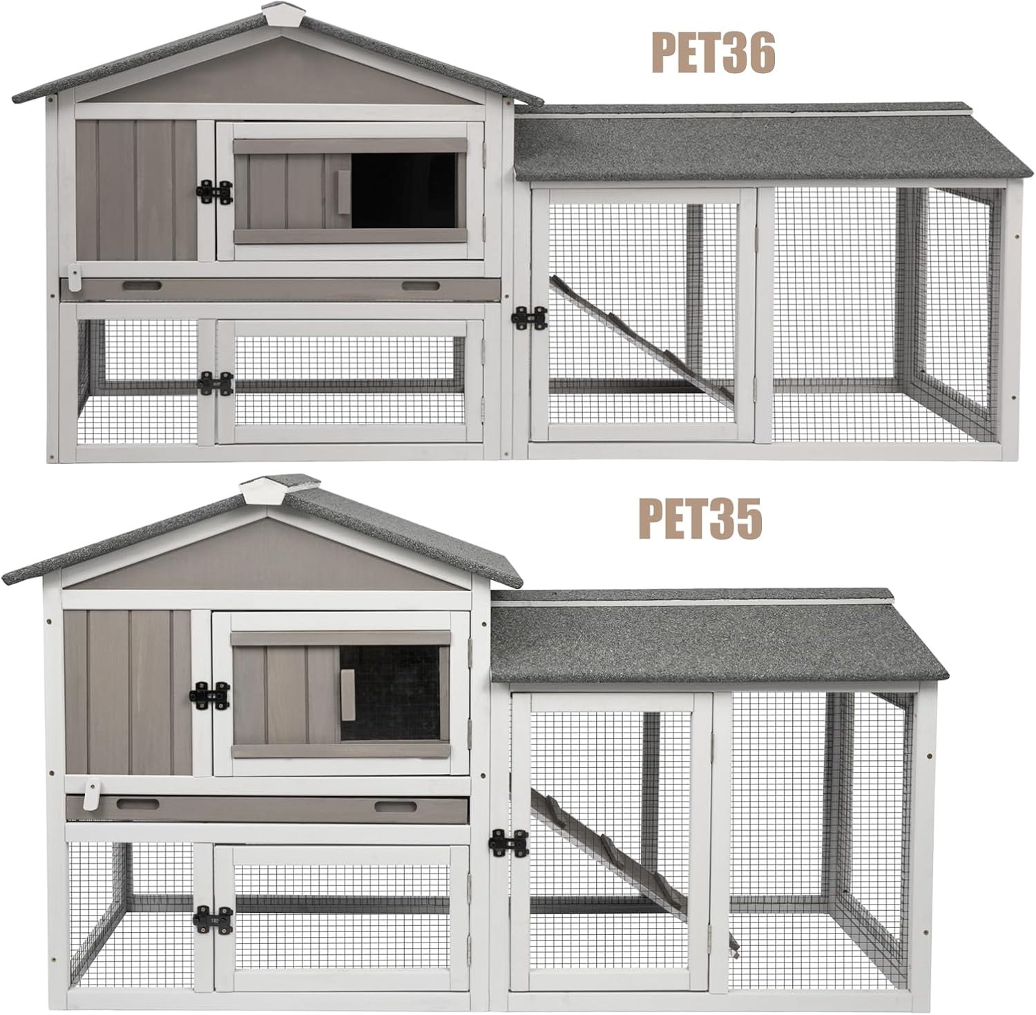 Gowoodhut Rabbit Hutch Indoor Outdoor 57 "L Bunny Hutch with Pull Out Tray