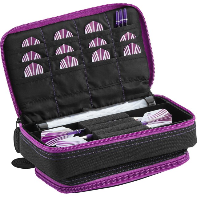 Funda para dardos Casemaster Plazma Plus negra con cremallera en forma de amatista