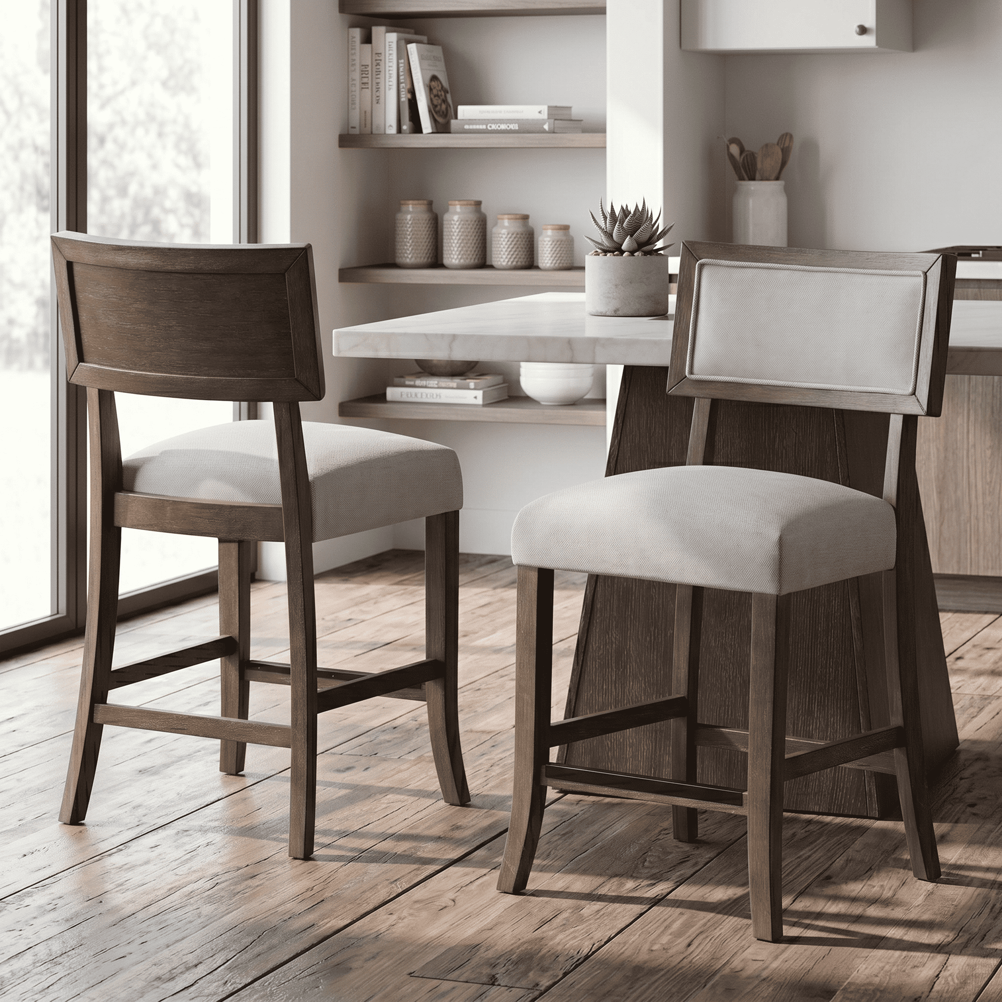 Furniture of America Garth Contemporary Wood Counter Dining Chairs, Walnut (Set of 2)