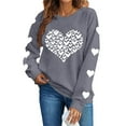 thumbnail image 2 of BLTIBY Valentine Shirts for Women Love Heart Printed Sweater Crewneck Long Sleeve Pullover Blouse Casual Fashion Valentines the Day Top Gray XL, 2 of 4