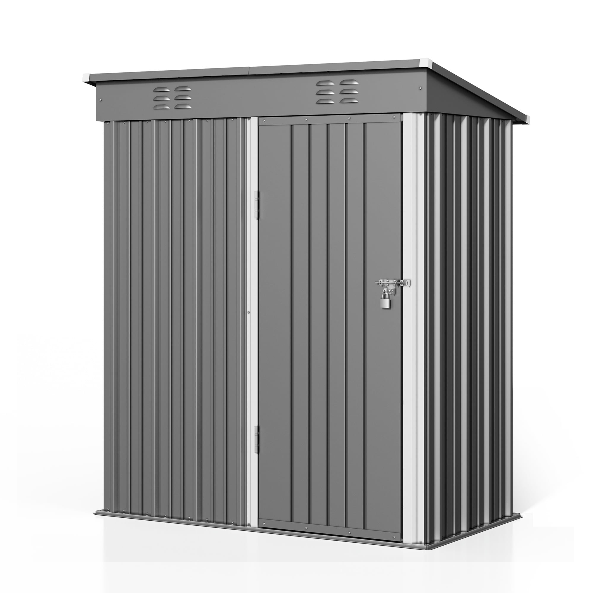 Asofer 5 'x 3' Outdoor Storage Shed on Sale, Galvanized Metal Tool Shed with Air Vent for Backyard Patio, Dark Gray