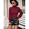 thumbnail image 3 of Jusfitsu Womens Turtleneck Sweater Lantern Long Sleeve Pullover Tops for Women Winter Fall Jumper Top, 3 of 5