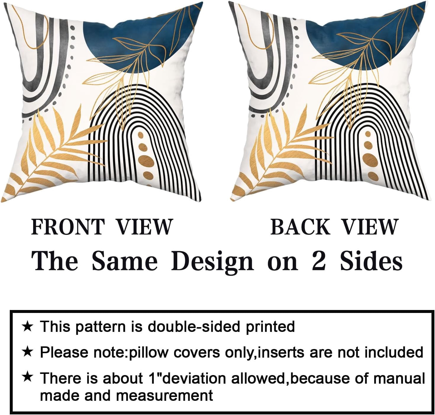 Blue and Grey Boho Pillow Covers Set of 4 18x18 Inch Abstract Geometric Pillow Covers for Mid Century Modern Decor on Sofa Bed Living Room Couch Stylish and Functional
