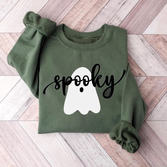 Spooky Ghost Crewneck Sweatshirt, Halloween Boo Crew Apparel