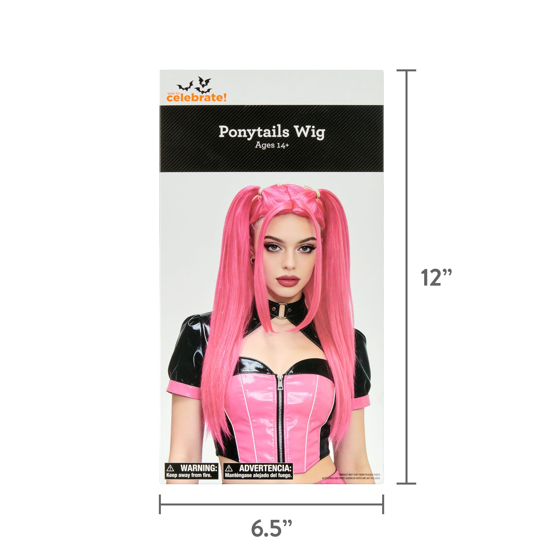 Ponytails Wig Costume Accessory for Adults, Pink, Halloween by Way To Celebrate