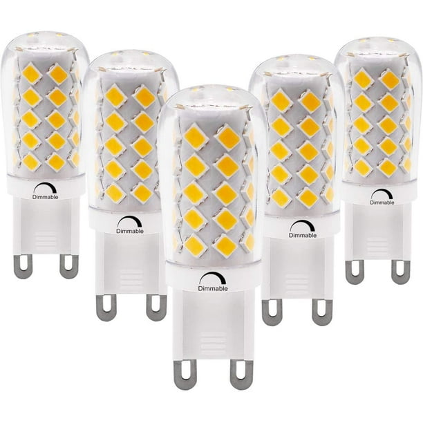 Dimmable G9 LED Light Bulb 2700K Warm White(AC 120V, ETL-Listed) 40Watts Halogen Bi-Pin Base Lights 400Lm - 5 Pack Walmart.com