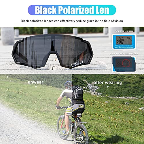 KAPVOE Polarized Cycling Glasses Full Screen TR90 Lightweight Sports Sunglasses with 4 Interchangeable Lenses