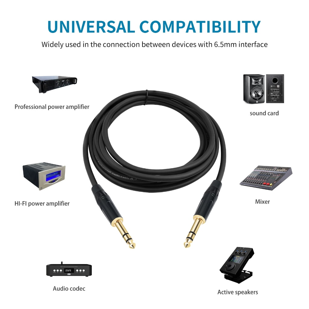 Zeiwohndc 1/4inch Instrument Cable Straight 6.35mm Male to Male Jacks Sound Cord