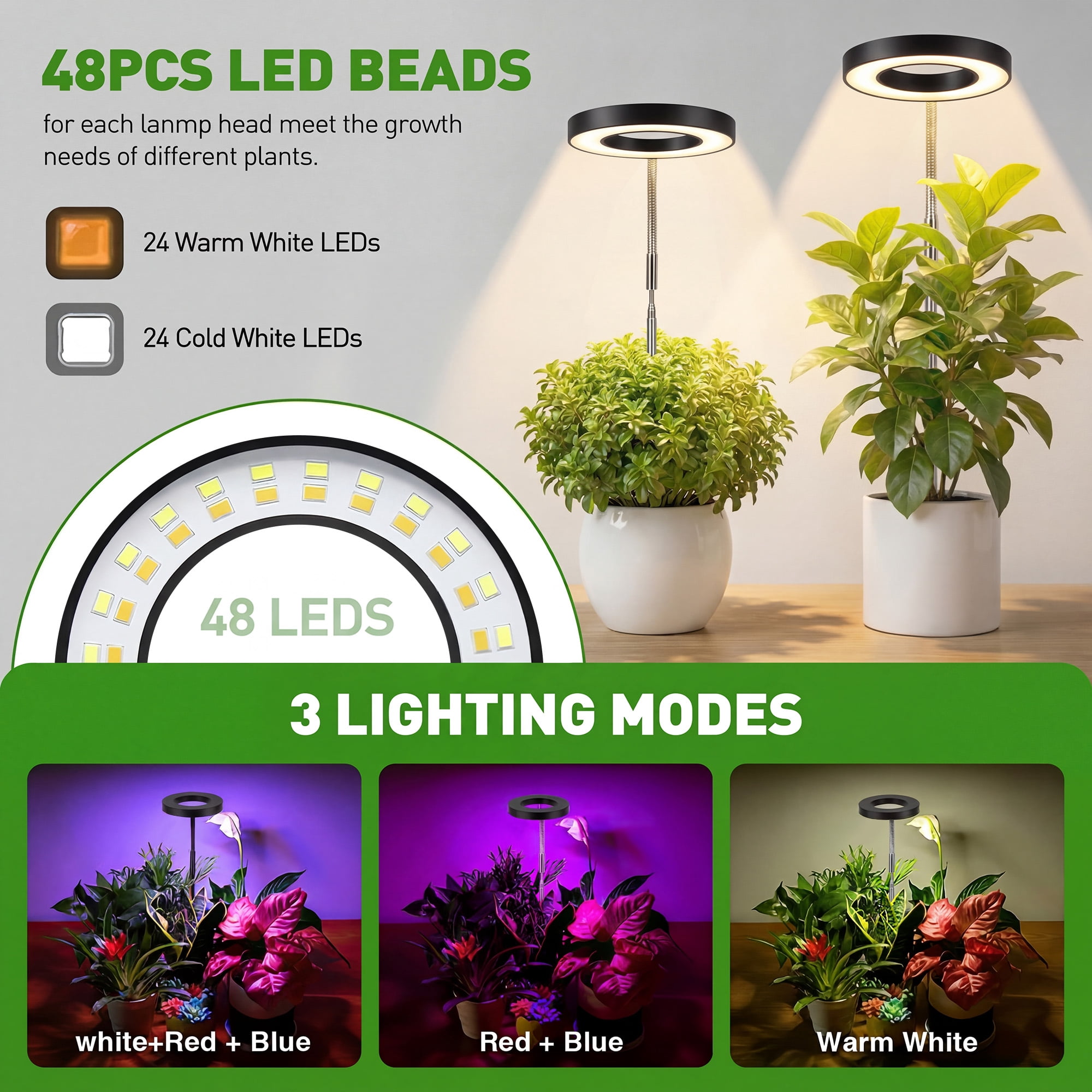 GPED Plant Grow Light, LED Growing Light for Indoor Plants, Full