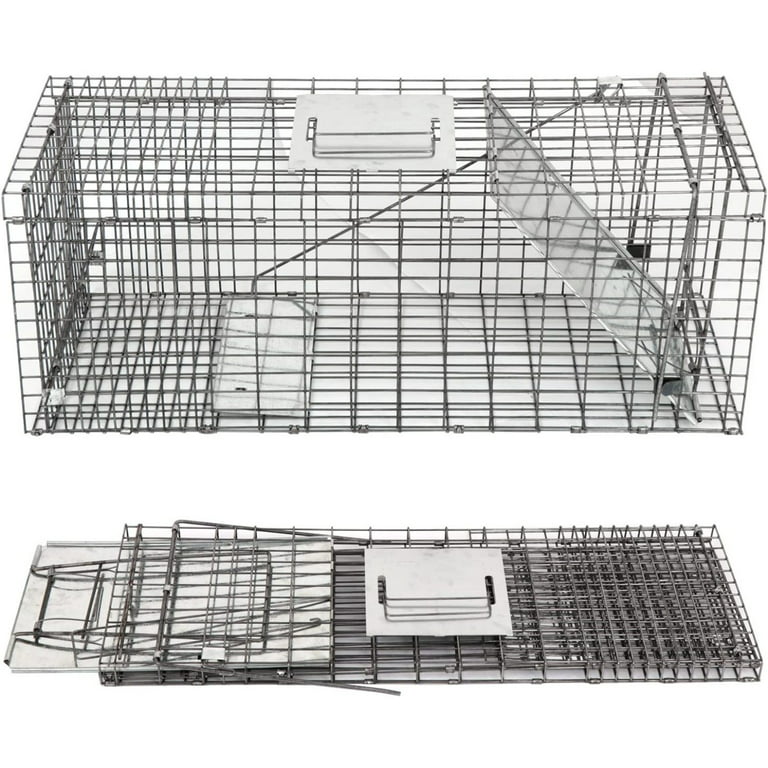 Outsunny foldable live animal trap 81x26x34,5 cm wire catch cage with door  and handle for rabbits rat rodents Silver - AliExpress