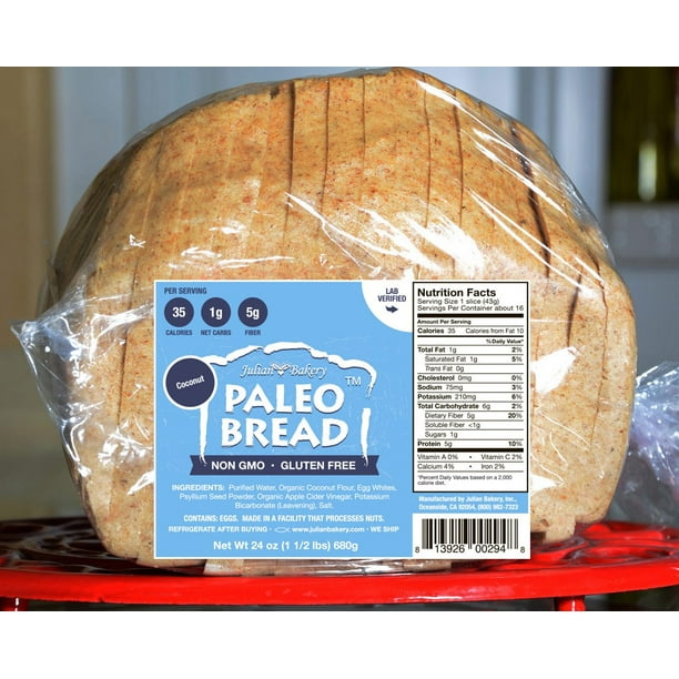 Julian Bakery Paleo Coconut Bread (1 Net Carb), 24 Ounce Loaf Walmart