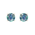 thumbnail image 3 of 2 Ct Round Cut Studs Blue Moissanite 18K Rose Solid Solid Gold Everyday Dainty Earrings Screw Back, 3 of 7