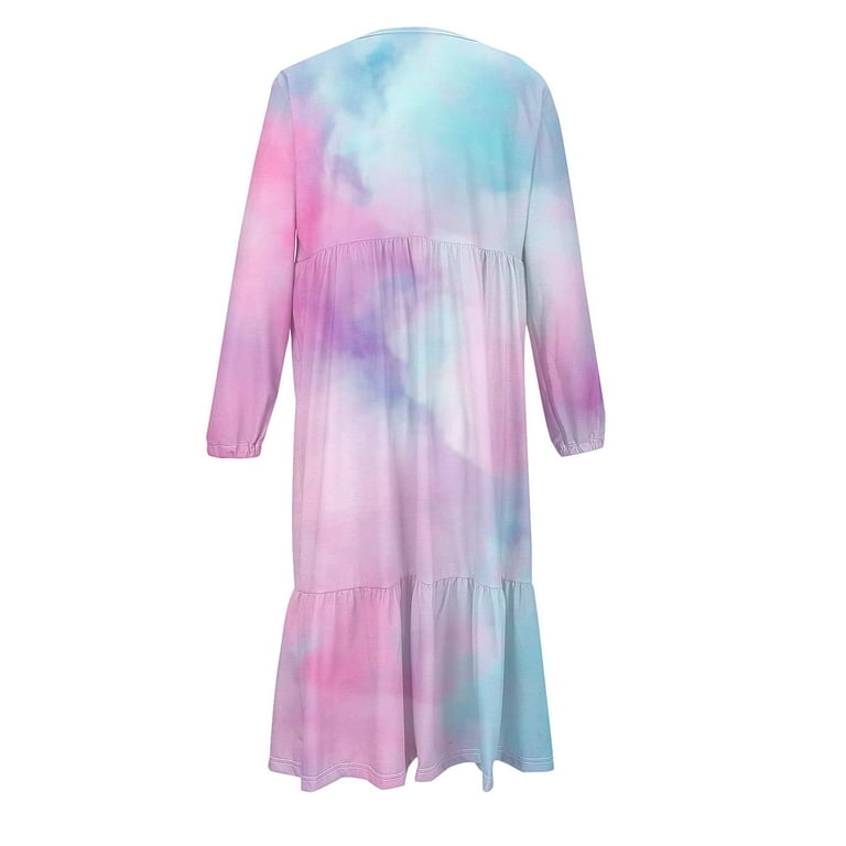 Cethrio Girls Casual Dresses, Crew Neck Long Sleeve Tie Dye Party Maxi Dresses with Pockets Blue Size 8, Girl's, Size: 8-9T Cethrio Girls Casual Dresses, Crew Neck Long Sleeve Tie Dye Party Maxi Dresses with Pockets Blue Size 8, Girl's, Size: 8-9T