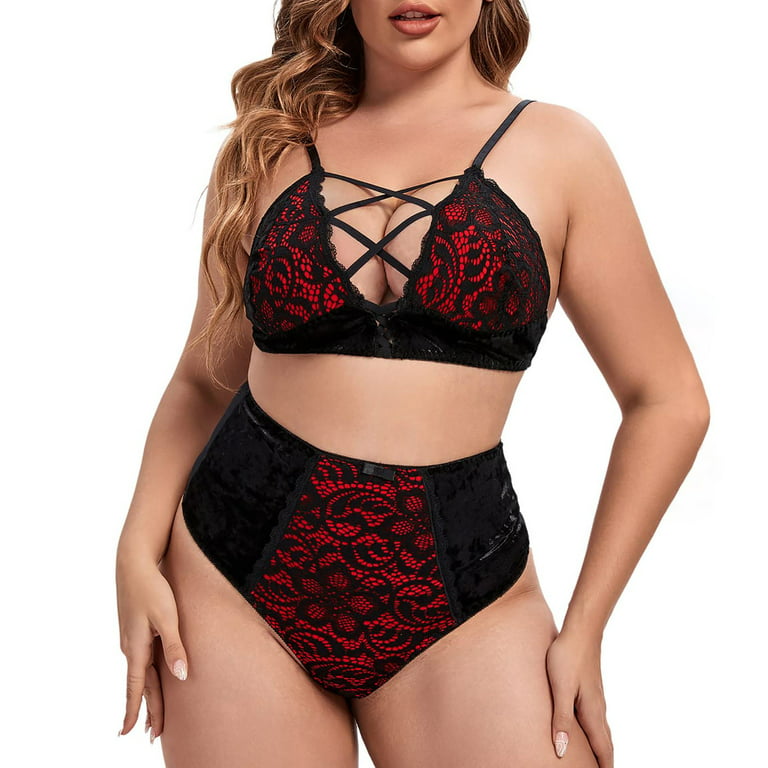 Aayomet Plus Size Lingerie for Women Ladies Hollow Embroidery