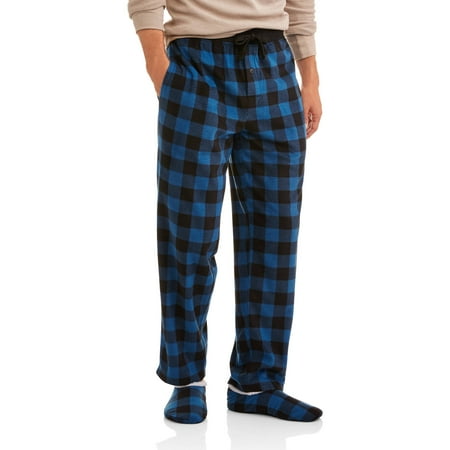 Big And Tall Plaid Robe - Big Men's microfleece sleep pants and slippers set, 2XL