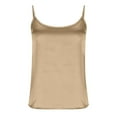 thumbnail image 4 of Inleife Women's Sleeveless Tops Solid Color Satin Casual And Fashionable Camisoles with Side Slits Gold L, 4 of 6