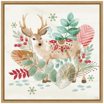 Amanti Art Snowy Critters III Framed Canvas Wall Art Print